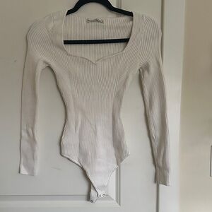 Abercrombie & Fitch Cream Ribbed Bodysuit